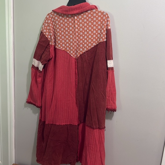 POL Brick Red & Coral Mixed Media Coat Jacket M - Picture 9 of 9